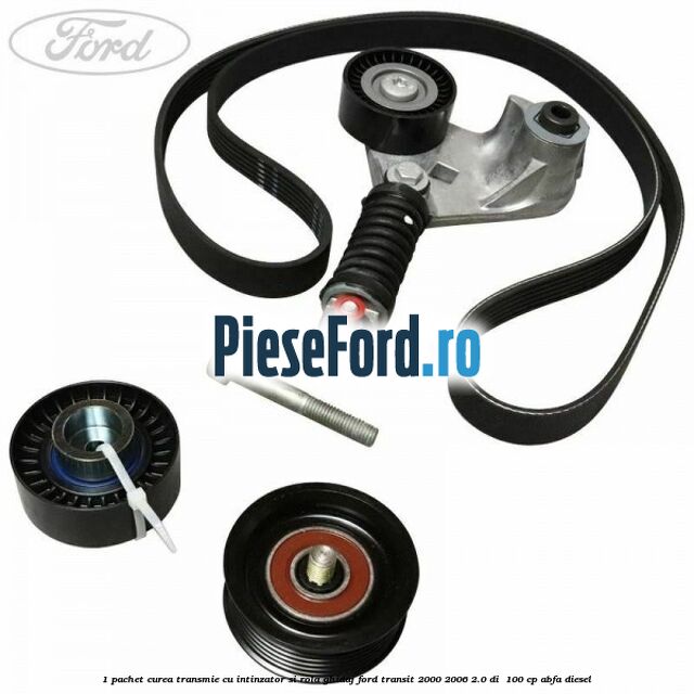 1 Pachet curea transmie cu intinzator si rola ghidaj Ford Transit 2000-2006 2.0 DI 100 cp 1 Pachet curea transmie cu intinzator si rola ghidaj Ford Transit 2000-2006 2.0 DI 100 cp ABFA diesel