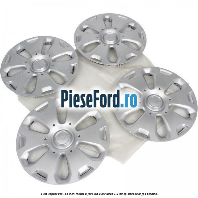 1 Set capace roti 14 inch model 2 Ford Ka 2009-2016 1.2 69 cp 169A4000, FP4 benzina