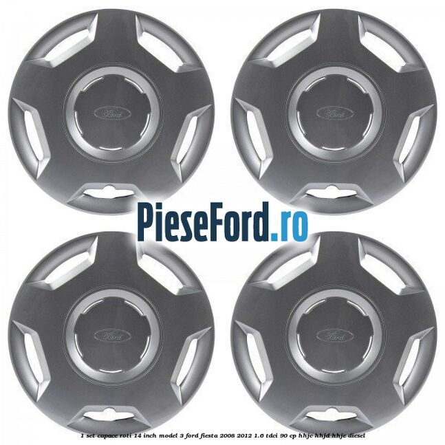 1 Set capace roti 14 inch model 3 Ford Fiesta 2008-2012 1.6 TDCi 90 cp HHJC, HHJD, HHJE diesel