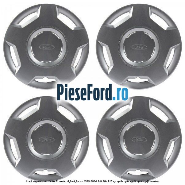 1 Set capace roti 14 inch model 3 Ford Focus 1998-2004 1.8 16V 115 cp EYDB, EYDC, EYDD, EYDE, EYDF benzina