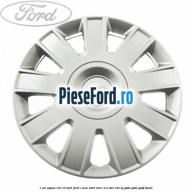 1 Set capace roti 15 inch Ford C-Max 2007-2011 2.0 TDCi 133 cp G6DC, G6DE, G6DF diesel