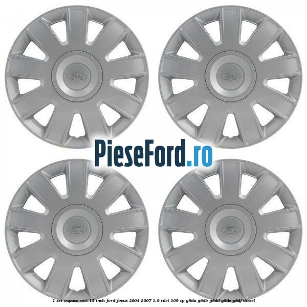 1 Set capace roti 15 inch Ford Focus 2004-2007 1.6 TDCi 109 cp G8DA, G8DB, G8DD, G8DE, G8DF diesel