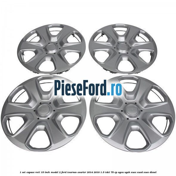 1 Set capace roti 15 inch model 2 Ford Tourneo Courier 2014-2018 1.5 TDCi 75 cp UGCA, UGCB, XUCC, XUCD, XUCE diesel
