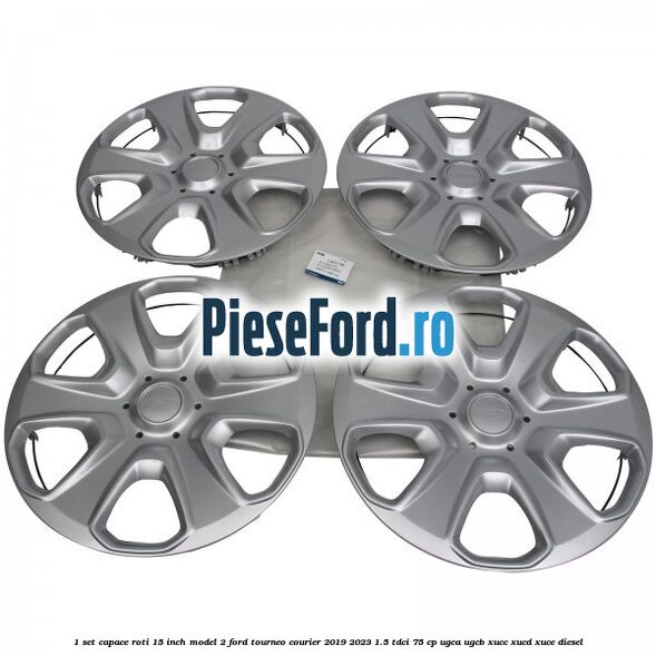 1 Set capace roti 15 inch model 2 Ford Tourneo Courier 2019-2023 1.5 TDCi 75 cp UGCA, UGCB, XUCC, XUCD, XUCE, diesel