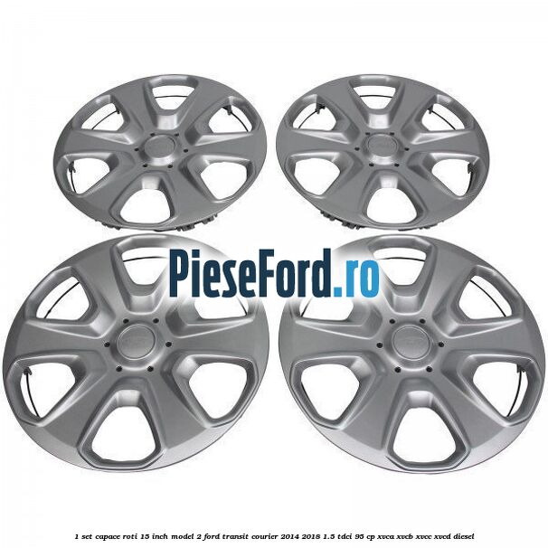 1 Set capace roti 15 inch model 2 Ford Transit Courier 2014-2018 1.5 TDCi 95 cp XVCA, XVCB, XVCC, XVCD diesel