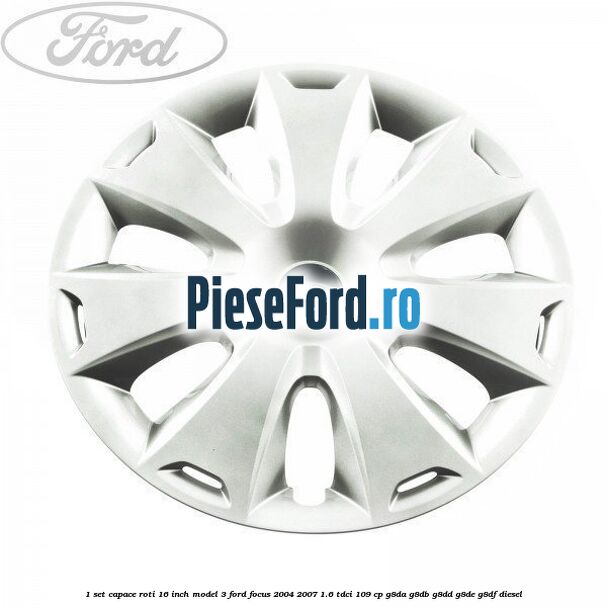 1 Set capace roti 16 inch model 3 Ford Focus 2004-2007 1.6 TDCi 109 cp G8DA, G8DB, G8DD, G8DE, G8DF diesel