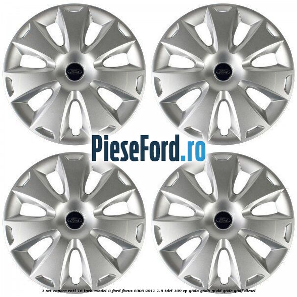 1 Set capace roti 16 inch model 3 Ford Focus 2008-2011 1.6 TDCi 109 cp G8DA, G8DB, G8DD, G8DE, G8DF diesel