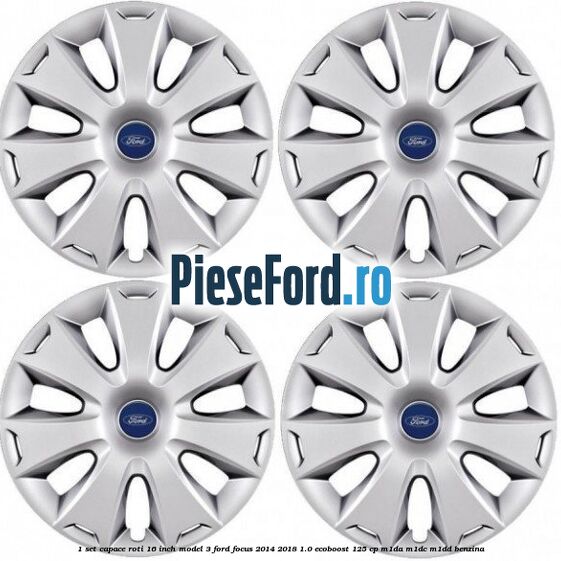 1 Set capace roti 16 inch model 3 Ford Focus 2014-2018 1.0 EcoBoost 125 cp M1DA, M1DC, M1DD benzina