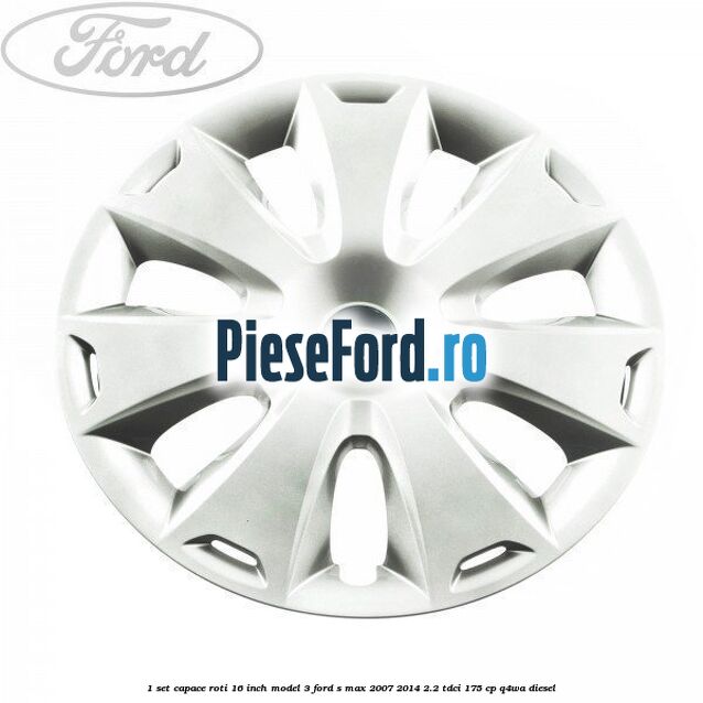 1 Set capace roti 16 inch model 3 Ford S-Max 2007-2014 2.2 TDCi 175 cp Q4WA diesel