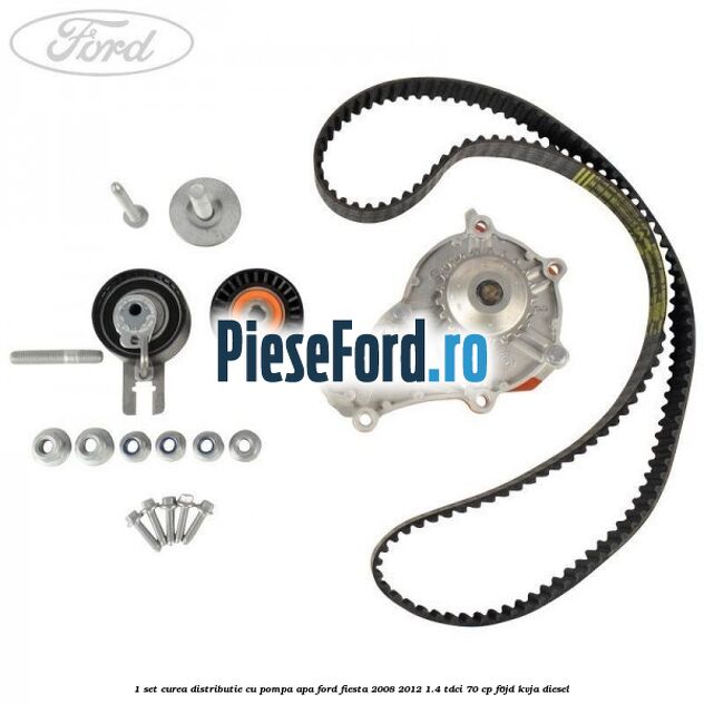 1 Set curea distributie cu pompa apa Ford Fiesta 2008-2012 1.4 TDCi 70 cp F6JD, KVJA diesel