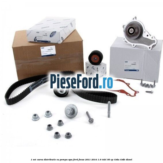 1 Set curea distributie cu pompa apa Ford Focus 2011-2014 1.6 TDCi 95 cp T3DA, T3DB diesel