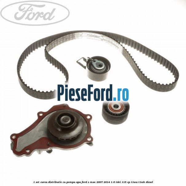 1 Set curea distributie cu pompa apa Ford S-Max 2007-2014 1.6 TDCi 115 cp T1WA, T1WB diesel