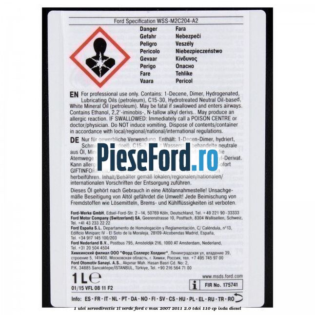 1 Ulei Servodirectie 1L verde Ford C-Max 2007-2011 2.0 TDCi 110 cp IXDA diesel