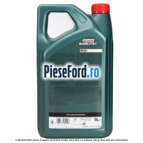 5 Ulei Ford 0W30 Castrol Magnatec A5 5L Ford Mondeo 2014-2018 1.5 EcoBoost 160 cp UNCA, UNCB, UNCE, UNCF benzina