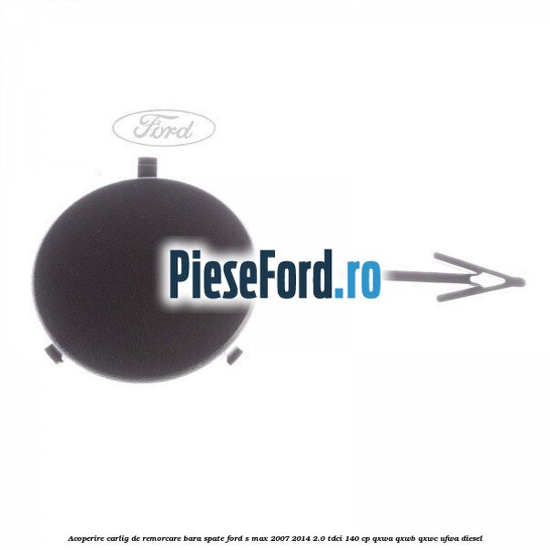 Acoperire carlig de remorcare bara spate Ford S-Max 2007-2014 2.0 TDCi 140 cp