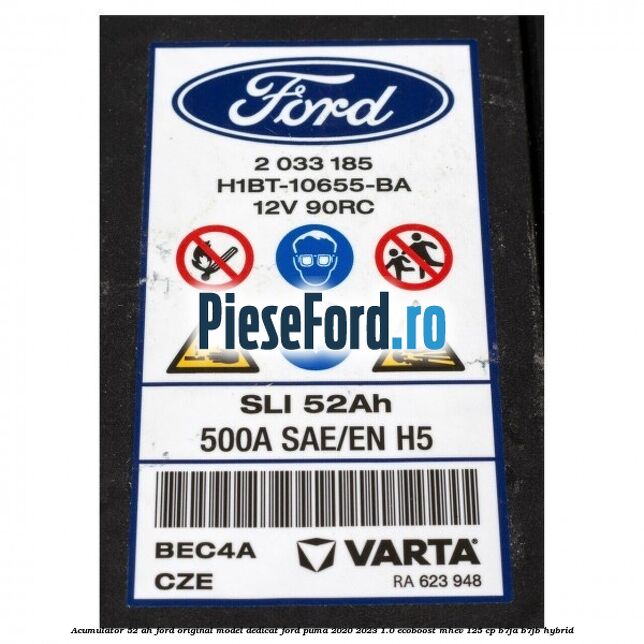 Acumulator 52 AH Ford original model dedicat Ford Puma 2020-2023 1.0 EcoBoost mHEV 125 cp B7JA, B7JB Hybrid