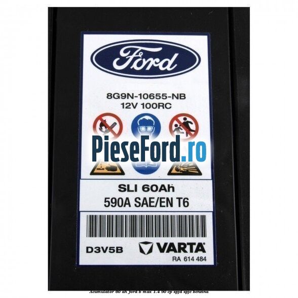 Acumulator 60 AH Ford B-Max 1.4 90 cp SPJD, SPJE benzina