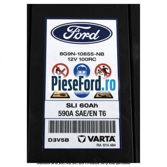 Acumulator 60 AH Ford C-Max 2011-2015 1.0 EcoBoost 100 cp M2DA, SFDA benzina