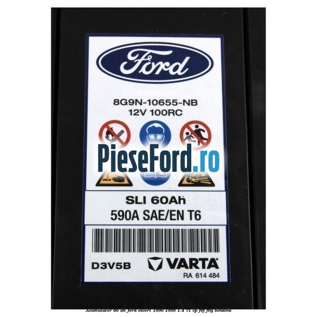 Acumulator 60 AH Ford Escort 1990-1995 1.4 71 cp F6F, F6G benzina