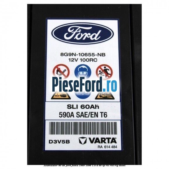 Acumulator 60 AH Ford Fiesta 1989-1996 1.8 D 60 cp RTC, RTD, RTG diesel