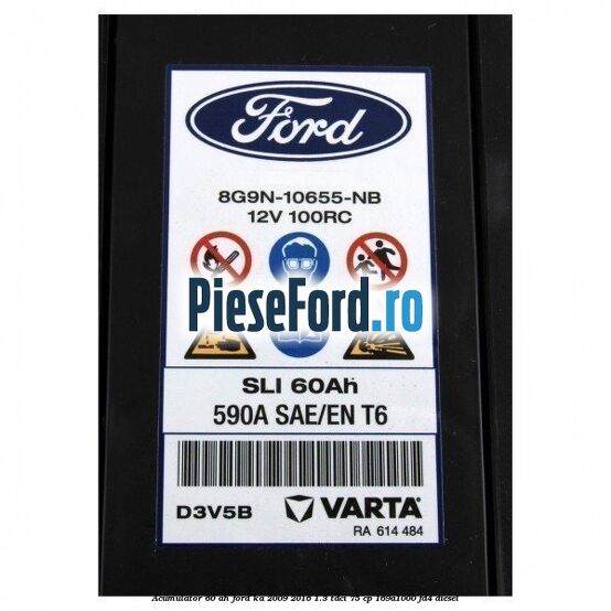 Acumulator 60 AH Ford Ka 2009-2016 1.3 TDCi 75 cp 169A1000, FD4 diesel