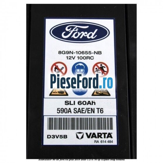 Acumulator 60 AH Ford Ka plus 2019-2020 1.2 Ti 70 cp C12FDOS, ENAP benzina