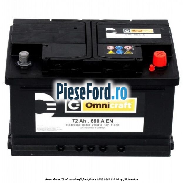 Acumulator 72 AH Omnicraft Ford Fiesta 1989-1996 1.3 60 cp J6B benzina