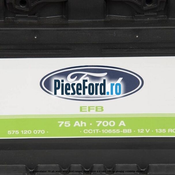 Acumulator 75 AH Start Stop Ford Ranger 2016-2020 2.2 TDCi 160 cp GBVAJQJ, T22DD0P diesel