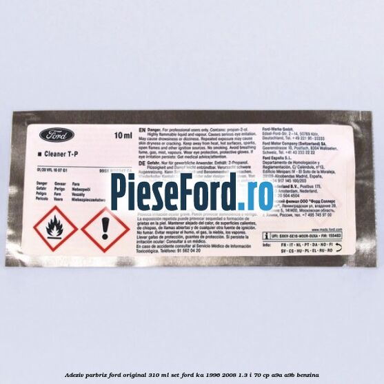 Adeziv parbriz Ford original 310 ml, set Ford Ka 1996-2008 1.3 i 70 cp A9A, A9B benzina