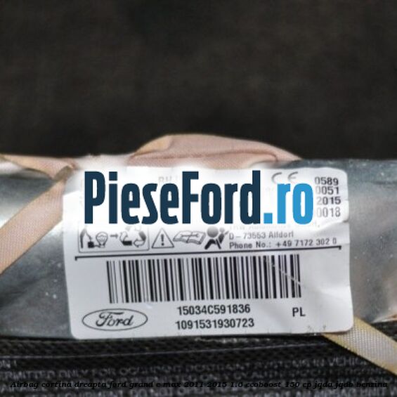 Airbag cortina dreapta Ford Grand C-Max 2011-2015 1.6 EcoBoost 150 cp Airbag cortina dreapta Ford Grand C-Max 2011-2015 1.6 EcoBoost 150 cp JQDA, JQDB benzina