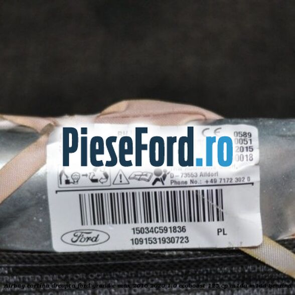 Airbag cortina dreapta Ford Grand C-Max 2016-2020 1.0 EcoBoost 125 cp M1DA, M1DD benzina