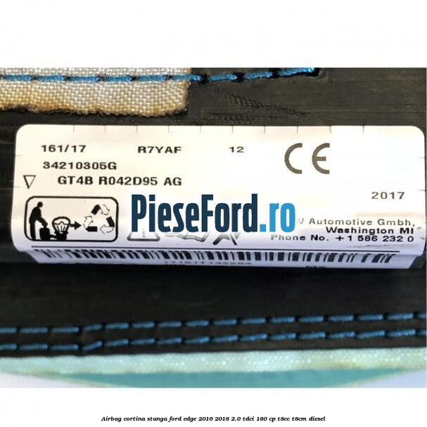 Airbag cortina stanga Ford Edge 2016-2018 2.0 TDCi 180 cp T8CC, T8CM diesel