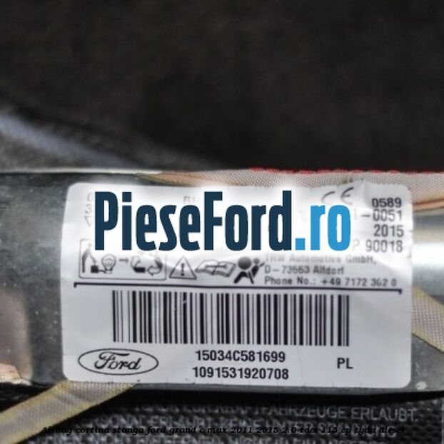 Airbag cortina stanga Ford Grand C-Max 2011-2015 2.0 TDCi 115 cp TYDA diesel