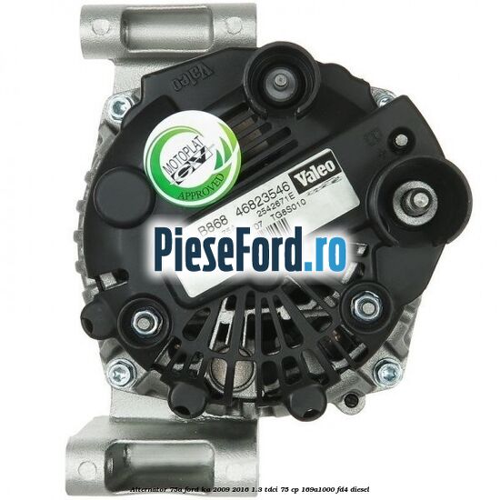 Alternator 75A Ford Ka 2009-2016 1.3 TDCi 75 cp 169A1000, FD4 diesel