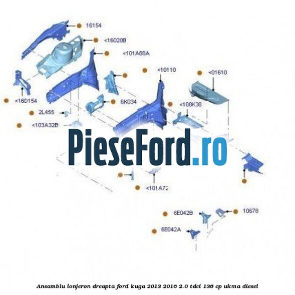 Ansamblu lonjeron dreapta Ford Kuga 2013-2016 2.0 TDCi 136 cp UKMA diesel