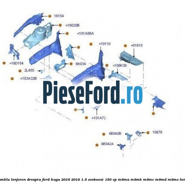 Ansamblu lonjeron dreapta Ford Kuga 2016-2018 1.5 EcoBoost 150 cp M8MA, M8MB, M8MC, M8MD, M8ME benzina