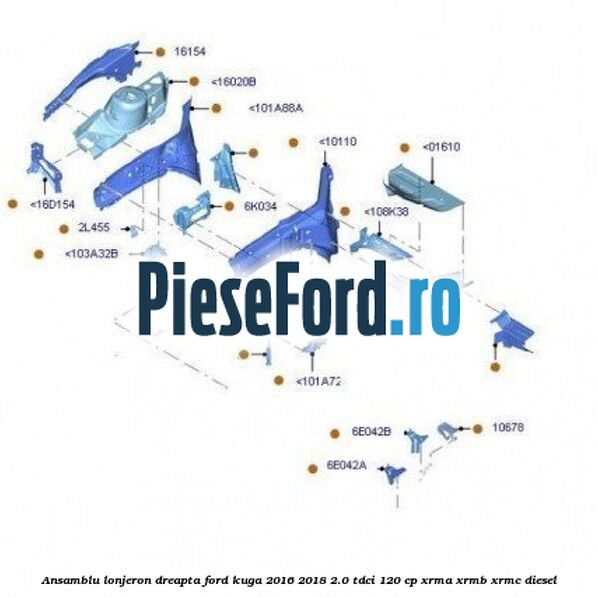 Ansamblu lonjeron dreapta Ford Kuga 2016-2018 2.0 TDCi 120 cp XRMA, XRMB, XRMC diesel
