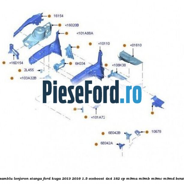 Ansamblu lonjeron stanga Ford Kuga 2013-2016 1.5 EcoBoost 4x4 182 cp M9MA, M9MB, M9MC, M9MD benzina