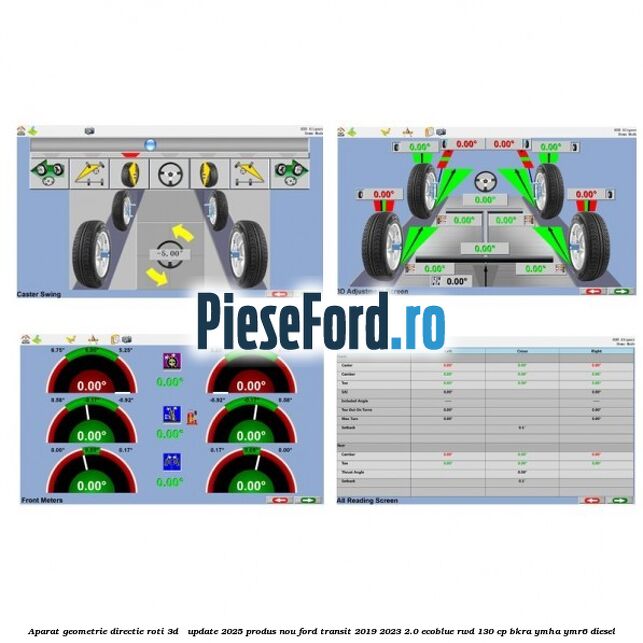 Aparat Geometrie Directie Roti 3D - Update 2025 Produs NOU Ford Transit 2019-2023 2.0 EcoBlue RWD 130 cp BKRA, YMHA, YMR6 diesel