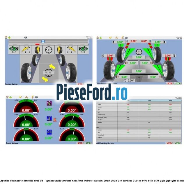 Aparat Geometrie Directie Roti 3D - Update 2025 Produs NOU Ford Transit Custom 2019-2023 2.0 EcoBlue 105 cp BJFA, BJFB, YLF6, YLFA, YLFB, YLFS diesel