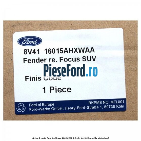 Aripa dreapta fata Ford Kuga 2008-2012 2.0 TDCi 4x4 136 cp G6DG, UKDA diesel