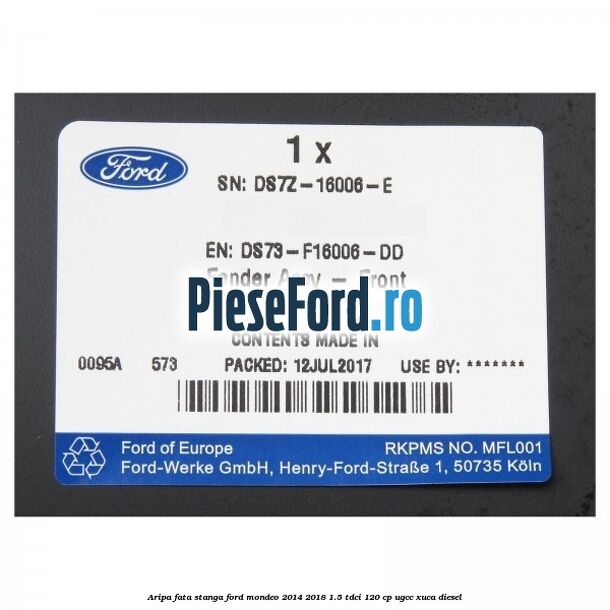Aripa fata stanga Ford Mondeo 2014-2018 1.5 TDCi 120 cp UGCC, XUCA diesel