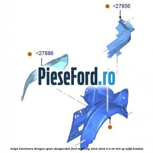 Aripa interioara dreapta spate decapotabil Ford Mustang 2015-2018 5.0 V8 418 cp MF8F benzina