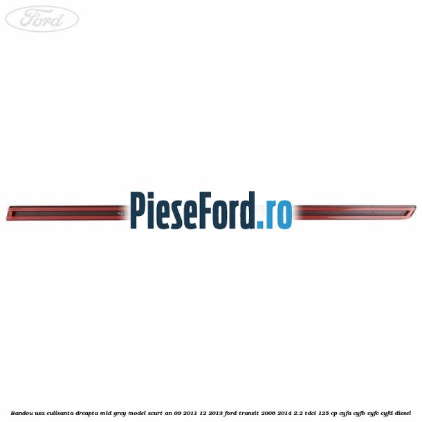 Bandou usa culisanta dreapta mid grey model scurt an 09/2011-12/2013 Ford Transit 2006-2014 2.2 TDCi 125 cp CYFA, CYFB, CYFC, CYFD diesel