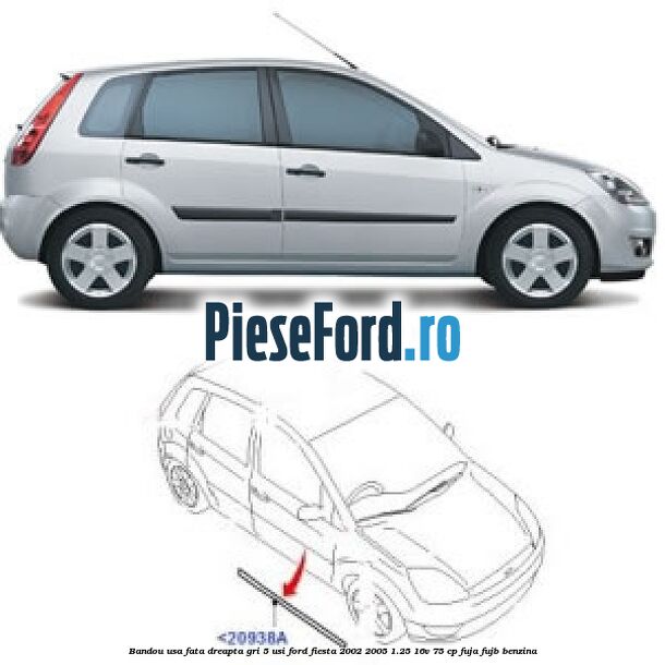 Bandou usa fata dreapta gri 5 usi Ford Fiesta 2002-2005 1.25 16V 75 cp Bandou usa fata dreapta gri 5 usi Ford Fiesta 2002-2005 1.25 16V 75 cp FUJA, FUJB benzina