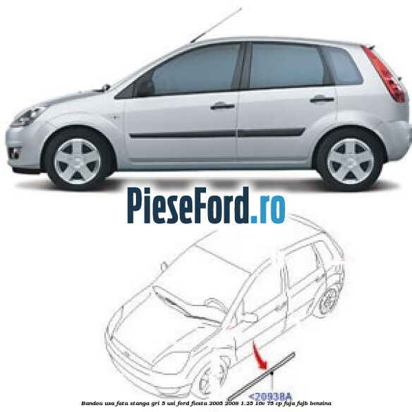 Bandou usa fata stanga gri 5 usi Ford Fiesta 2005-2008 1.25 16V 75 cp FUJA, FUJB benzina