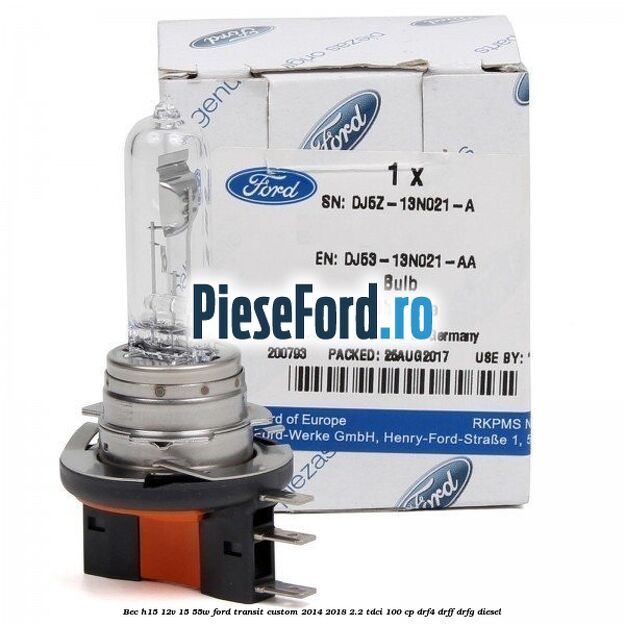 Bec H15 12V 15/55W Ford Transit Custom 2014-2018 2.2 TDCi 100 cp DRF4, DRFF, DRFG diesel