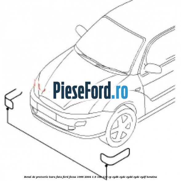Benzi de protectie bara fata Ford Focus 1998-2004 1.8 16V 115 cp EYDB, EYDC, EYDD, EYDE, EYDF benzina