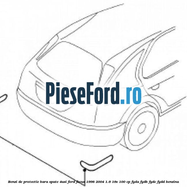 Benzi de protectie bara spate (4Usi) Ford Focus 1998-2004 1.6 16V 100 cp FYDA, FYDB, FYDC, FYDD benzina
