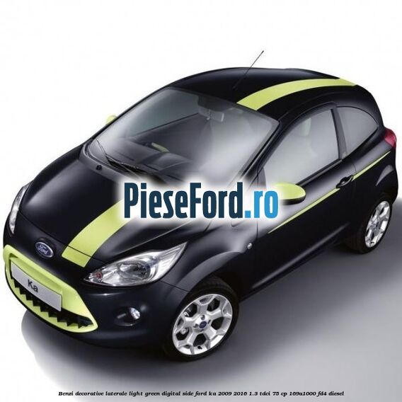 Benzi decorative laterale light green digital side Ford Ka 2009-2016 1.3 TDCi 75 cp 169A1000, FD4 diesel